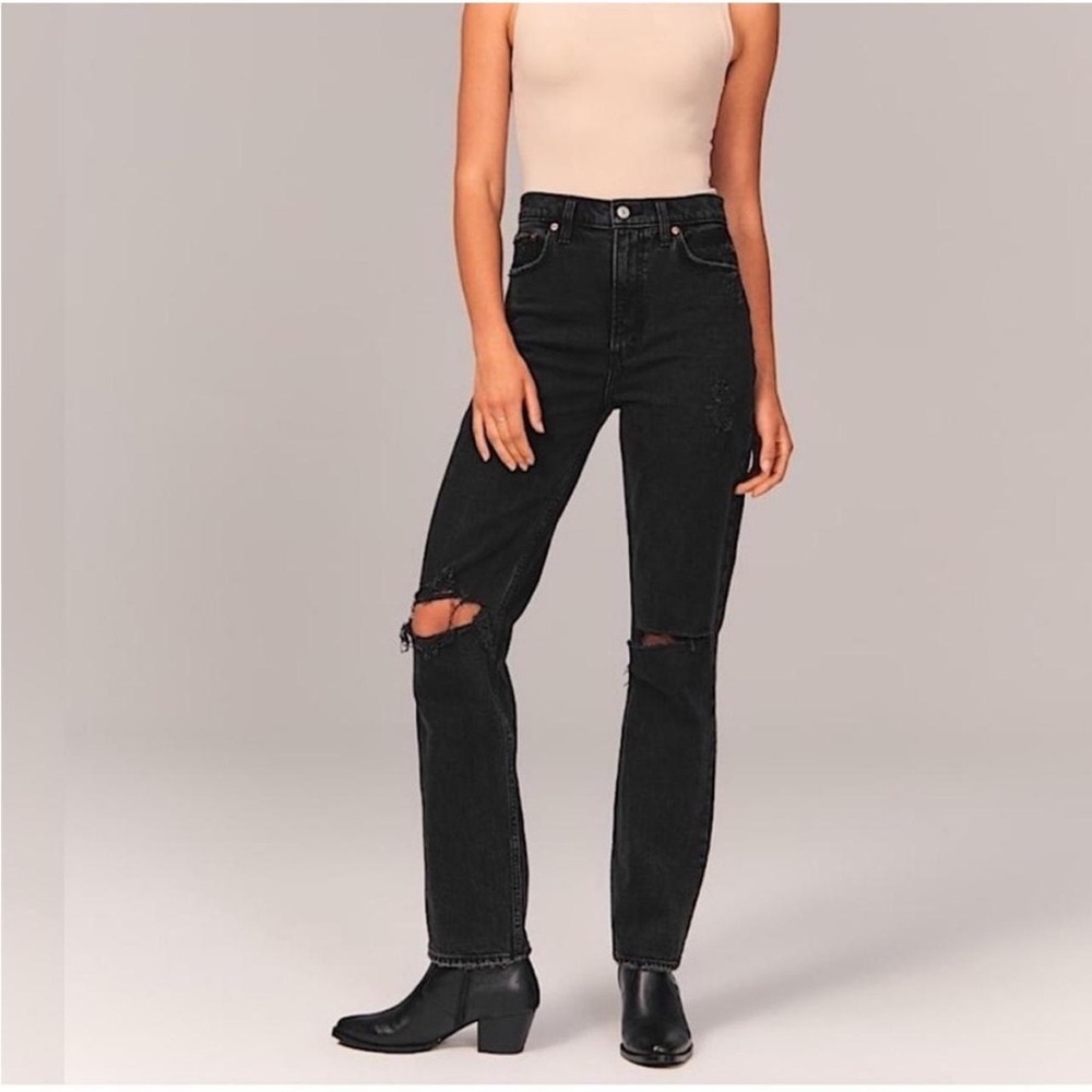 Abercrombie & Fitch Black Straight Leg Jeans - extra tall